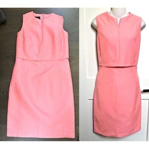 AKRIS Sheath Dress in‎ Cotton Silk Double-Face  Coral Pink Office sz US 8
